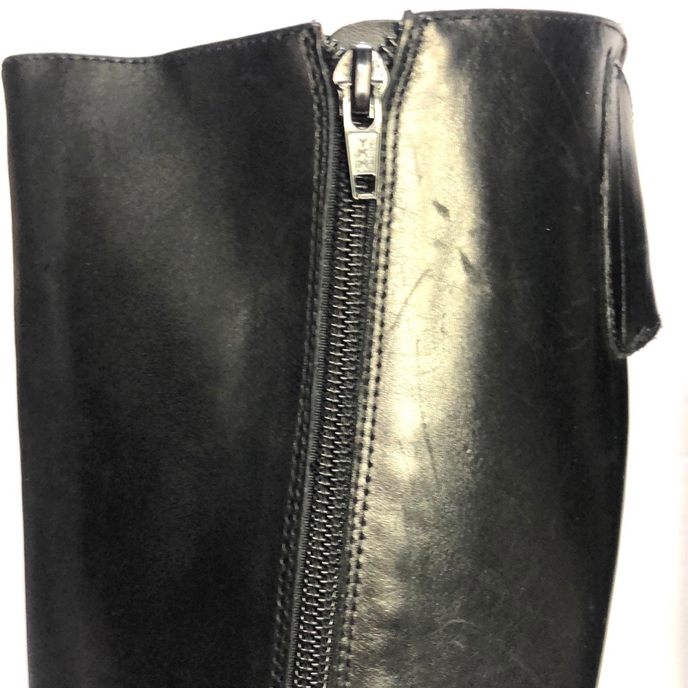 Corso Como Black Almond Toe Side Zip Back Gore Block Heel Leather Boots size 6.5 - Picture 10 of 17